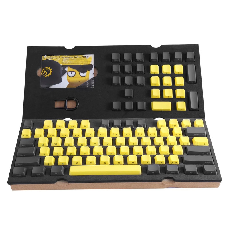 Drevo 104 Key PBT Keycaps - Black/Yellow - أكسسوار لوحة مفاتيح
